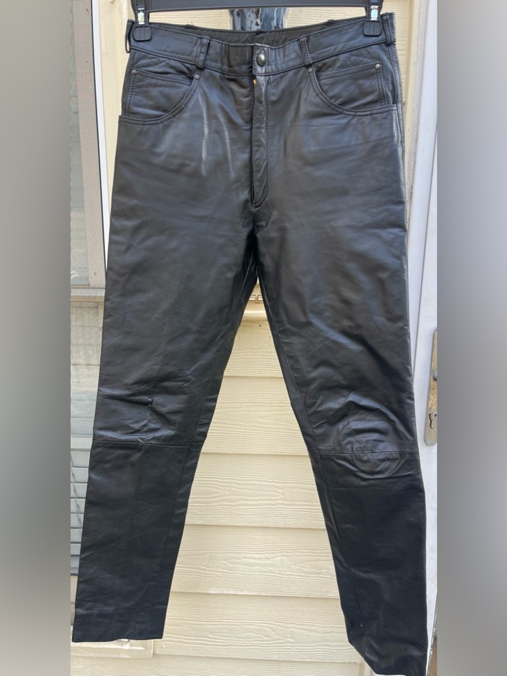 Vintage JUANENTINO Made In Spain Black Leather Pants Sz 32